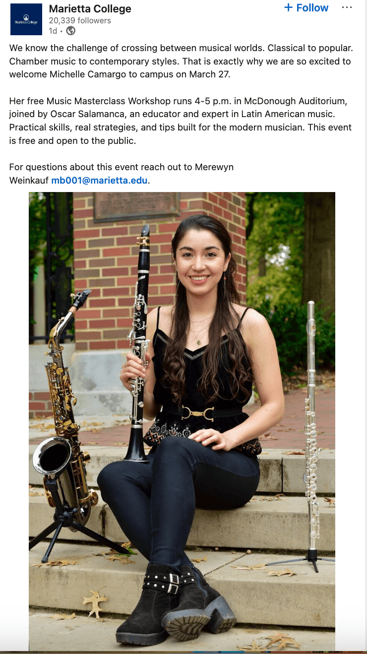 Marietta College Masterclass and Recital